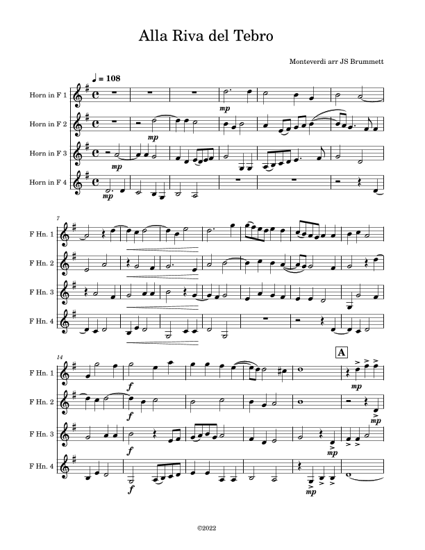 Alla Riva del Tebro (arr. Jennifer Brummett)