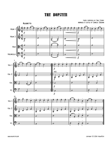 C. CZERNY : The Bopster, an easy string quartet (arr. Cornelis Jordaan)