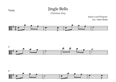Jingle Bells (Christmas Song) for Viola Solo (arr. Fabio Britto)