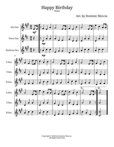 Happy Birthday (Waltz) (arr. Dominic Meccia)