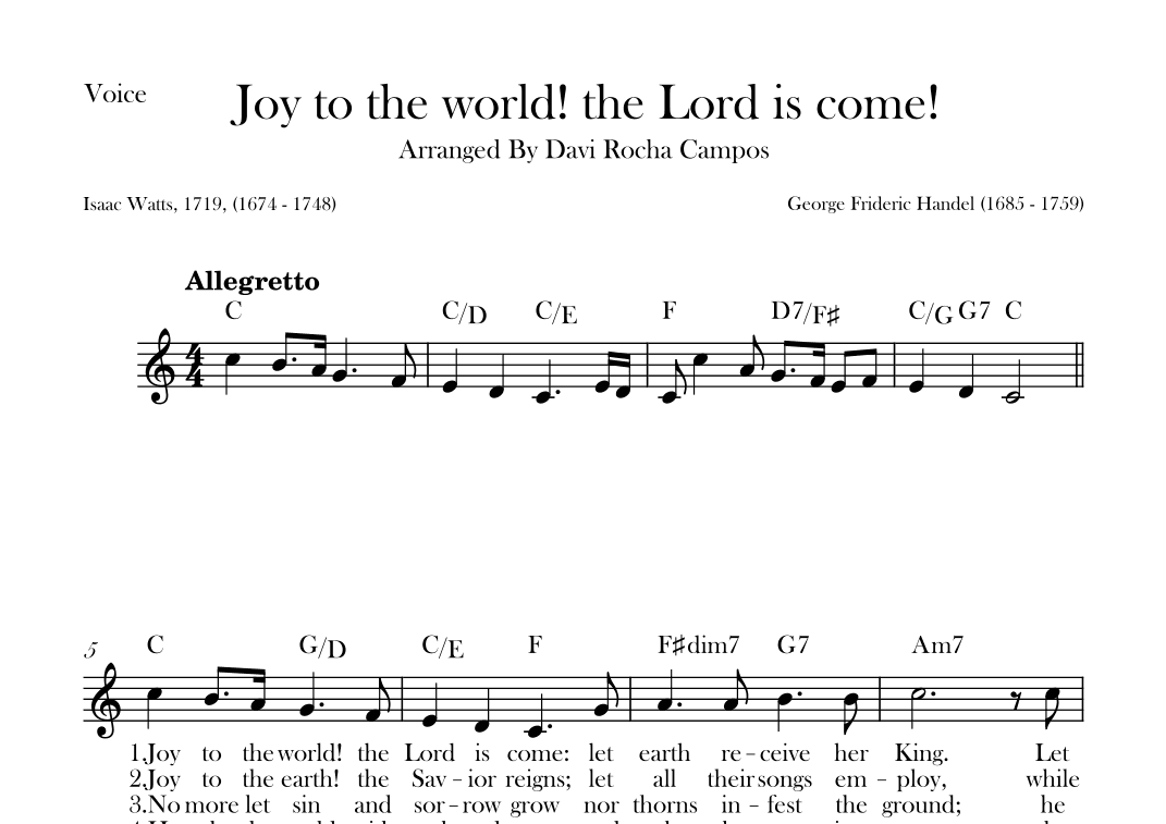 Joy to the world! the Lord is come! (arr. Davi Rocha Campos)