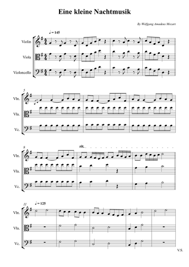 Eine kleine Nachtmusik (Easy) (arr. Wesley S. SIlva)