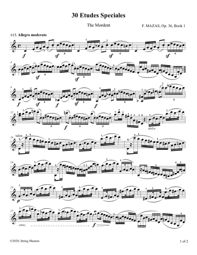 Mazas 75 Melodious & Progressive Studies Op 36, Book 1, No.15 (arr. String Masters)