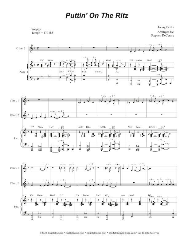 Puttin' On The Ritz (Duet for C-Instruments) (arr. Stephen DeCesare)