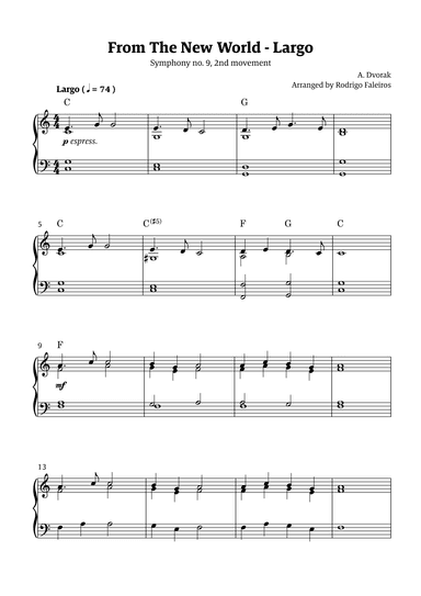 Largo (2nd movement of the Symphony no. 9 'From The New World') (arr. Rodrigo Faleiros)