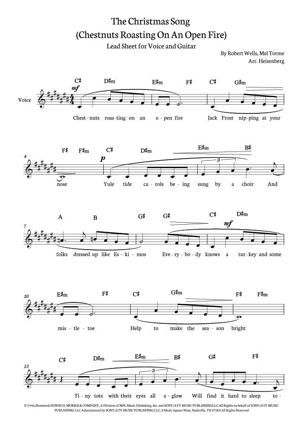 The Christmas Song (chestnuts Roasting On An Open Fire) (arr. Heisenberg)