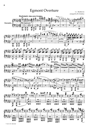 Beethoven Egmont Overture, for piano duet, PB801 (arr. M. Schultze)