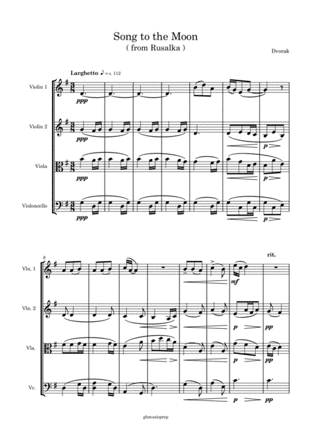 Song to the Moon (from Rusalka) (arr. ghmusicprep.com)
