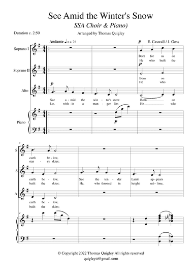 See Amid The Winter's Snow. (arr. Thomas Quigley)