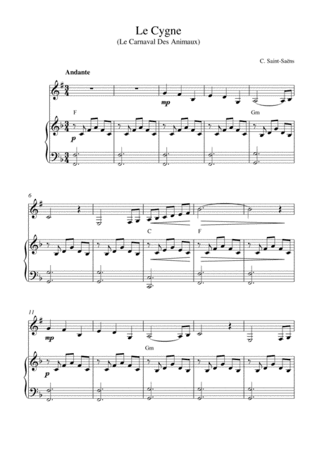 Le Cygne (from (Le Carnaval Des Animaux) (arr. Kaiserin Rebecca)