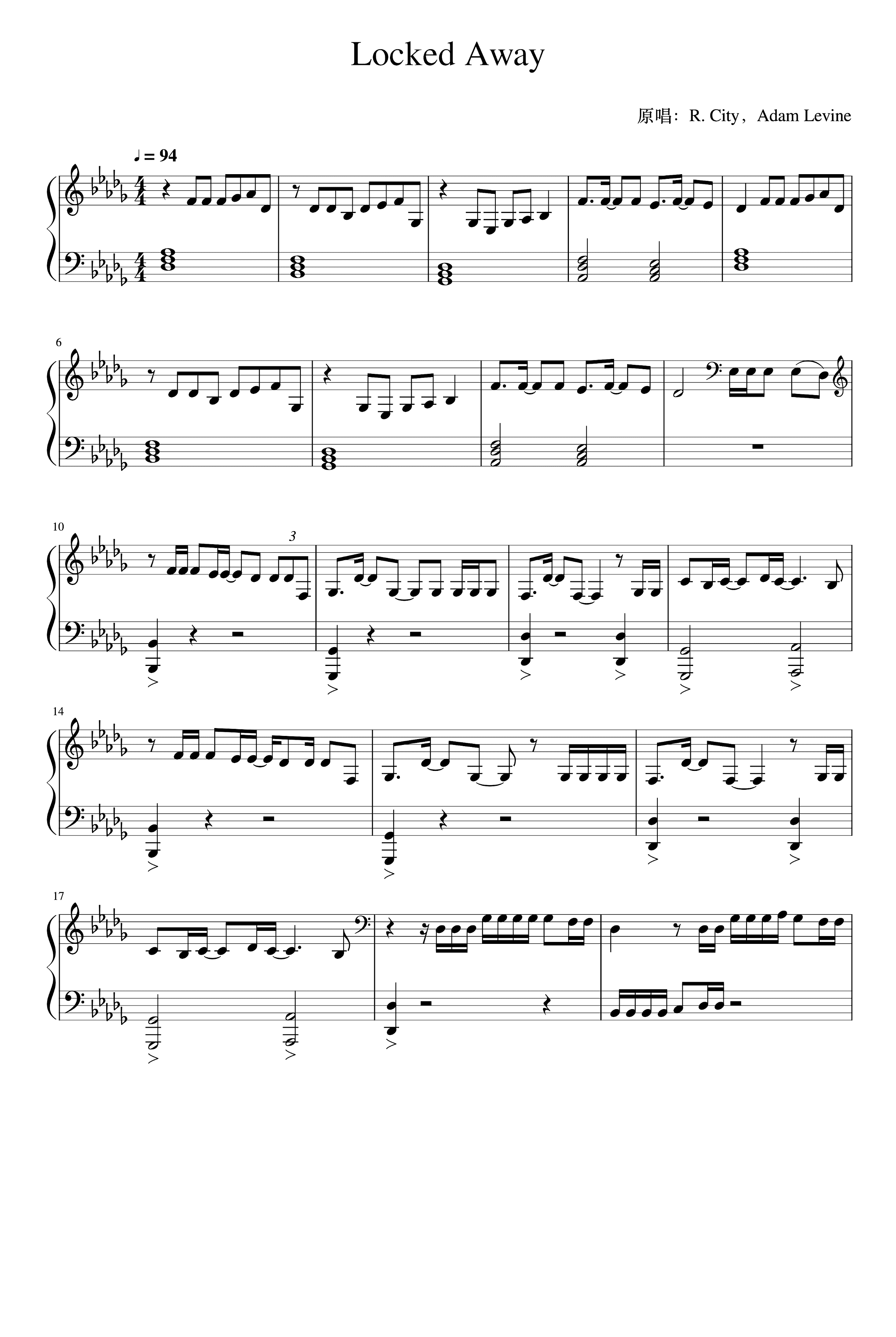 Locked Away (arr. Adam Levine)