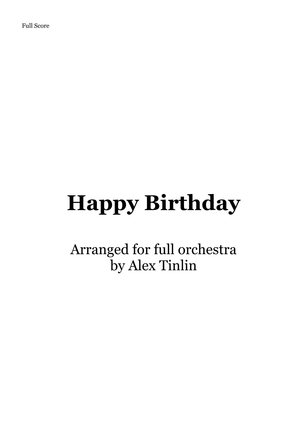 Happy Birthday (arr. Alex Tinlin)