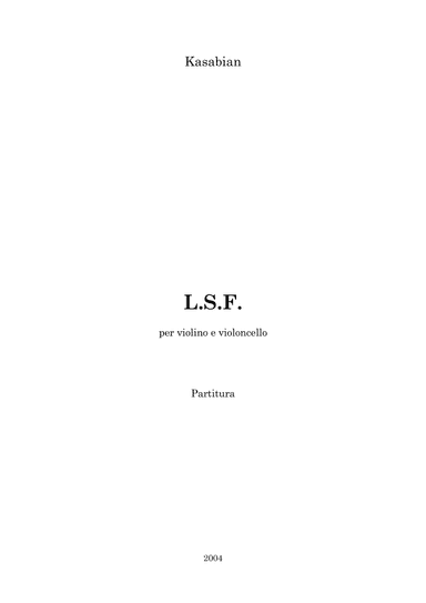 L.s.f. (lost Souls Forever) (arr. Francesco Tanzi)