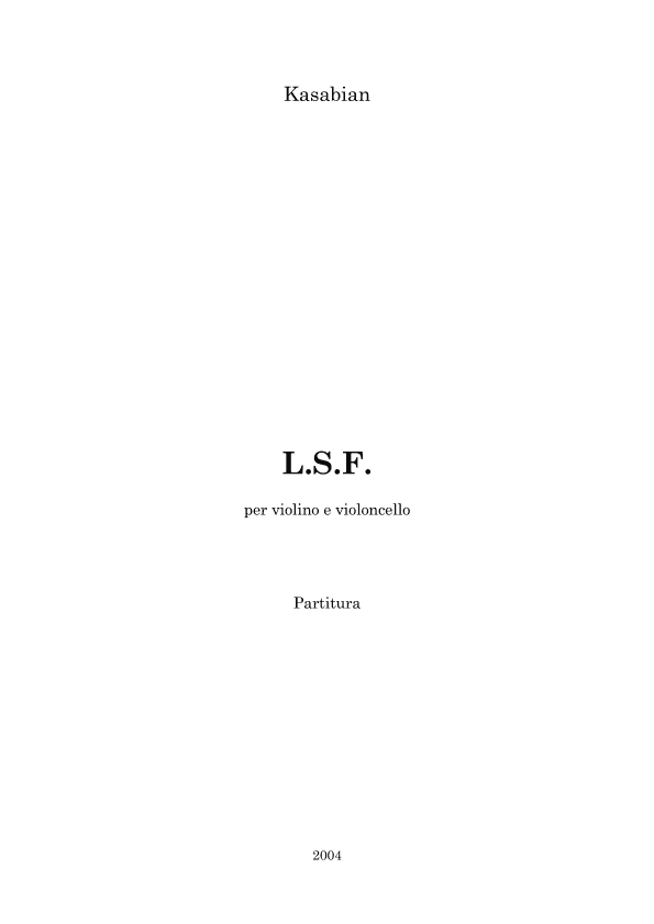 L.s.f. (lost Souls Forever) (arr. Francesco Tanzi)