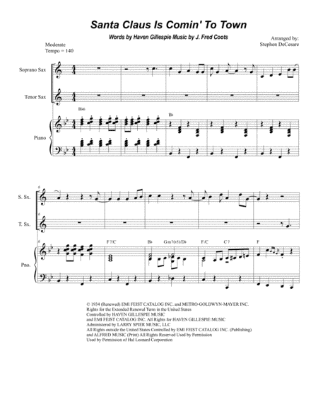 Santa Claus Is Comin' To Town (arr. Stephen DeCesare)