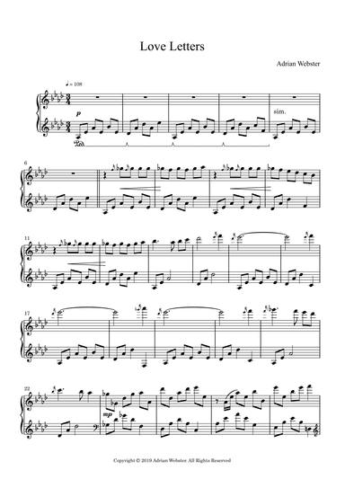 Love Letters - CrusaderBeach - Romantic Sentimental Piano Solo