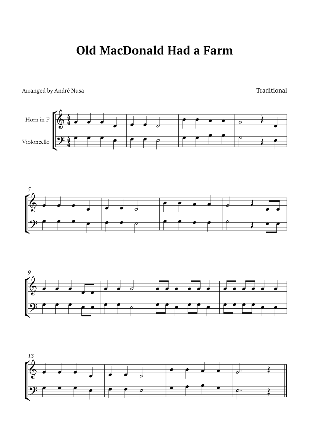 Old MacDonald Had a Farm (arr. André Nusa)