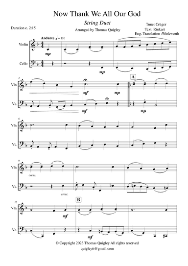 Now Thank We All Our God (arr. Thomas Quigley)