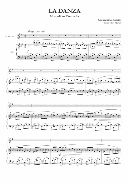 La Danza (Neapolitan Tarantella) for Alto Saxophone and Piano (arr. Diego Marani)