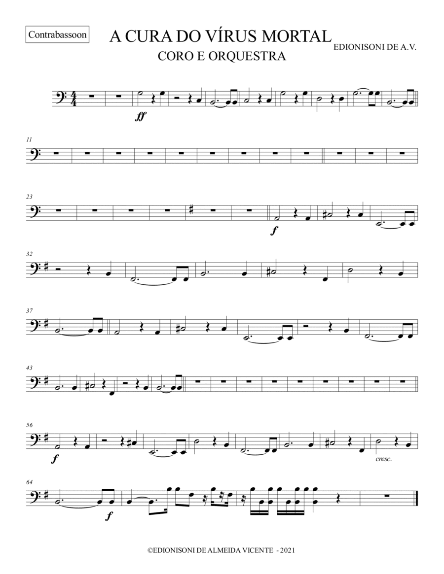 CONTRABASSOON - A CURA DO VÍRUS MORTAL PARA CORO E ORQUESTRA
