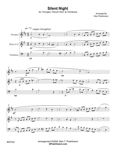 SILENT NIGHT - unaccompanied BRASS TRIO (arr. Glen Poehlmann)