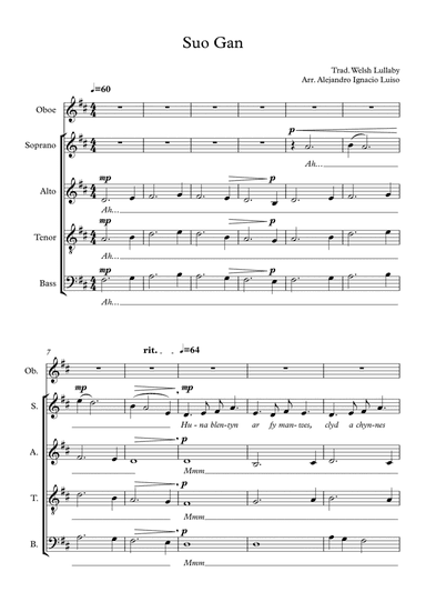Suo Gan - Welsh Lullaby (arr. Alejandro Ignacio Luiso)