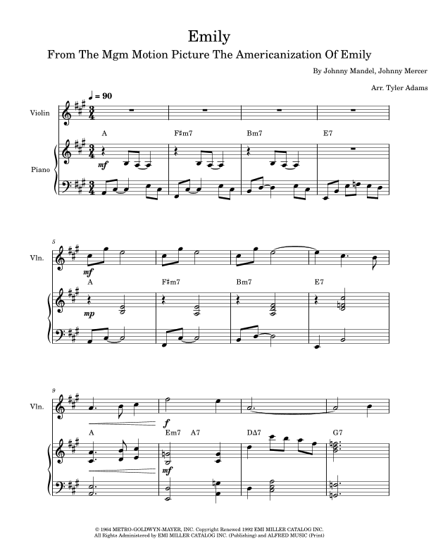 Emily (arr. Tyler Adams)