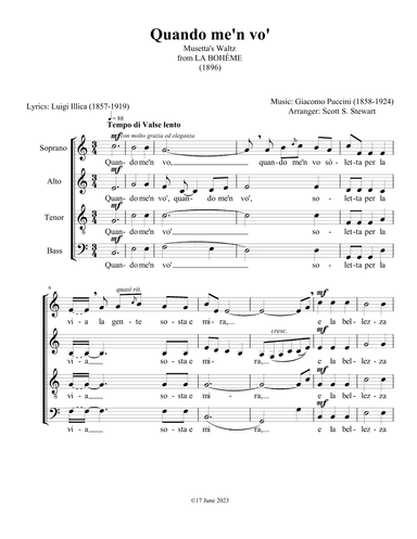 Quando me'n vo' (La Bohème) (arr. Scott S. Stewart)