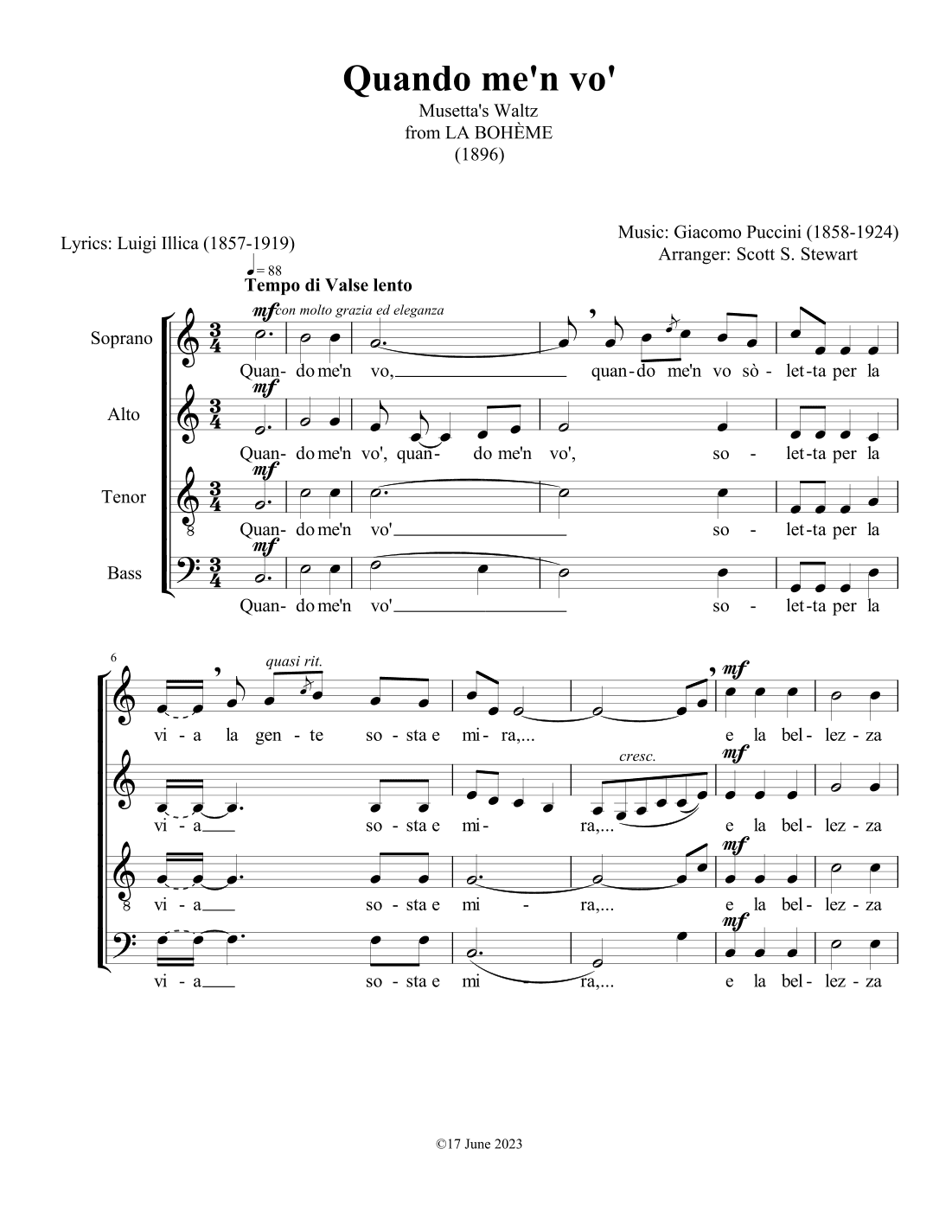 Quando me'n vo' (La Bohème) (arr. Scott S. Stewart)