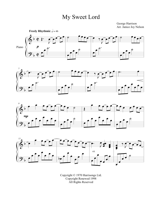My Sweet Lord (arr. Janice Joy Nelson)
