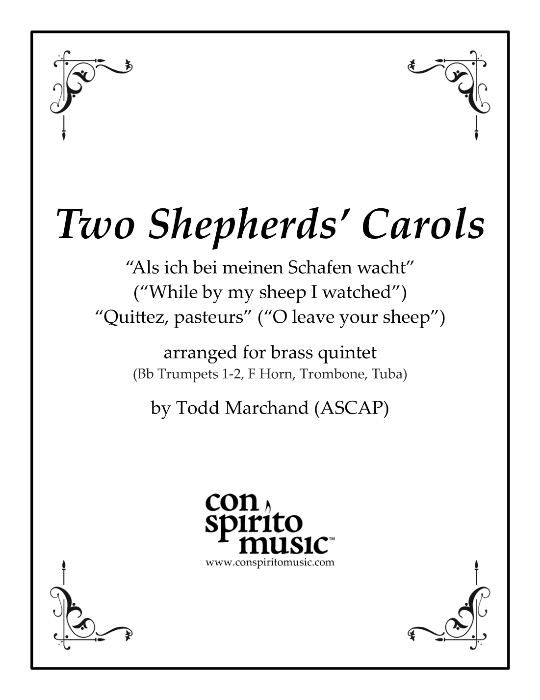 Two Shepherds' Carols — brass quintet (arr. Todd Marchand (ASCAP))