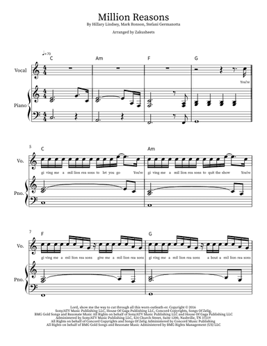 Million Reasons (arr. Zakusheets)