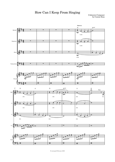 How Can I Keep From Singing -  cello, trio and piano (arr. Connie Boss)