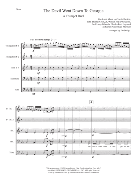The Devil Went Down To Georgia (arr. Jim Bicigo)
