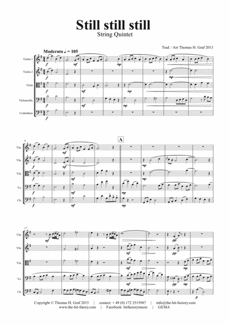 Still Still Still - Christmas song - String Quintet (arr. Thomas H. Graf)