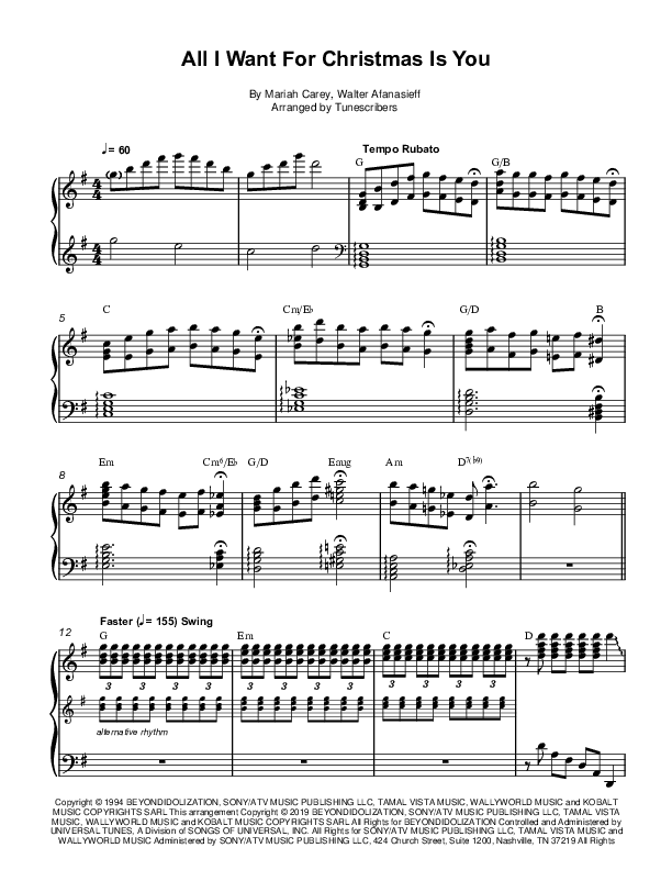 All I Want For Christmas Is You (arr. Tunescribers)