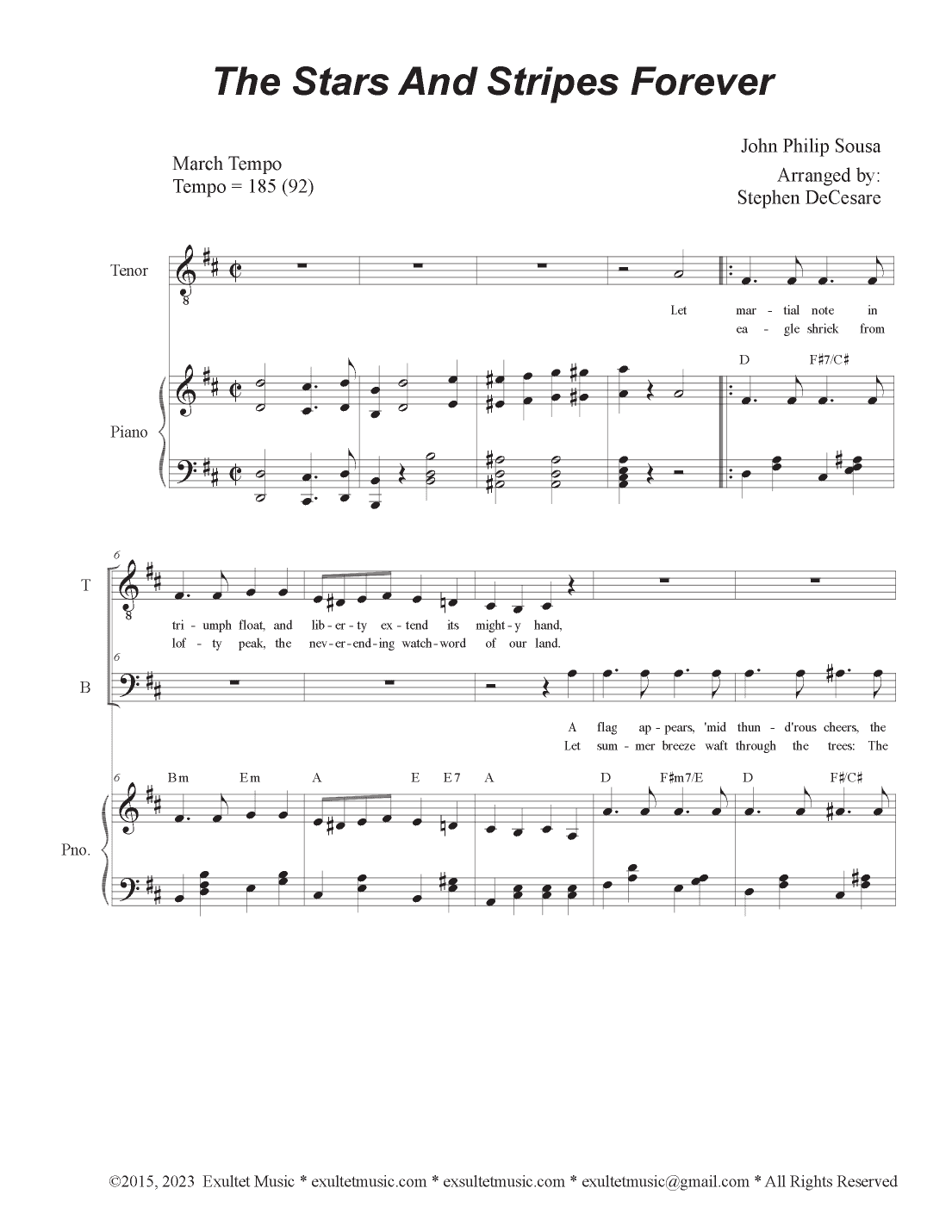 The Stars and Stripes Forever (2-part choir - (TB) (arr. Stephen DeCesare)