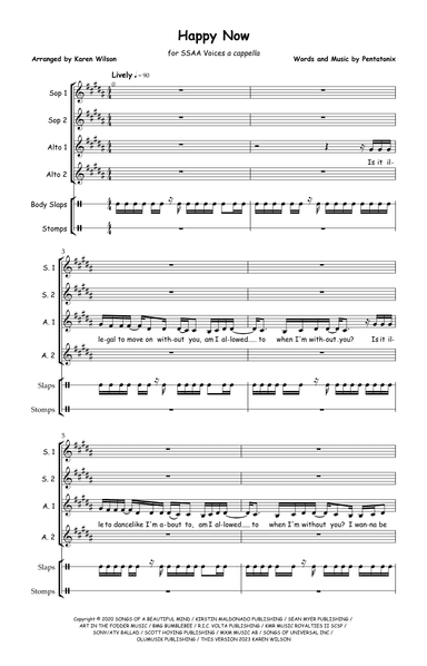 Happy Now (arr. Karen Wilson)