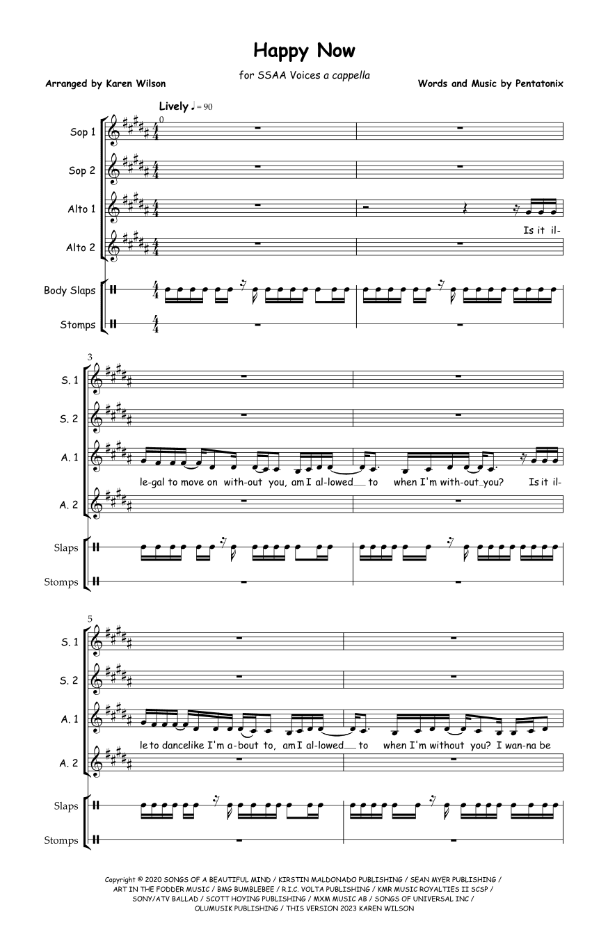 Happy Now (arr. Karen Wilson)