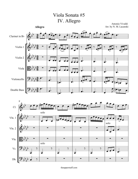 Sonata RV40 Movement IV (arr. Nick Lacanski)