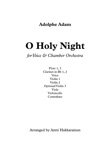 O Holy Night - Voice & Chamber Orchestra (arr. Antti Hakkarainen)