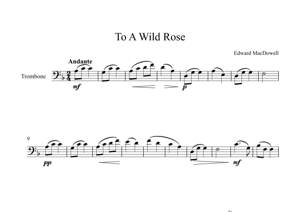 To A Wild Rose - Edward MacDowell (Trombone) (arr. Digital Book Music)