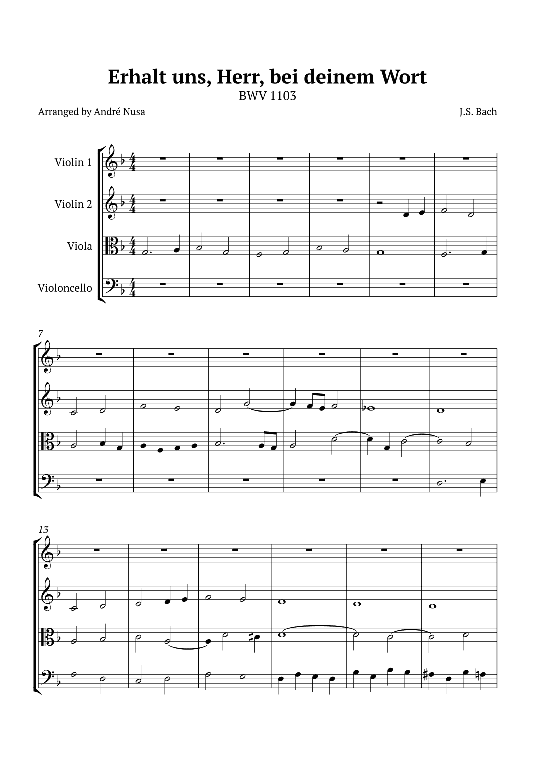 Erhalt uns, Herr, bei deinem Wort BWV 1103 (arr. André Nusa)