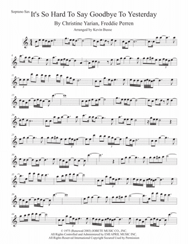 It's So Hard To Say Goodbye To Yesterday (arr. Kevin Busse)