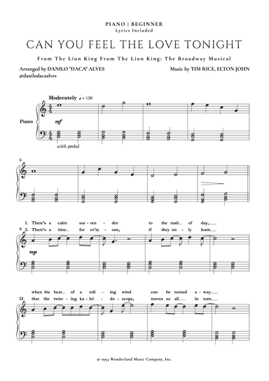 Can You Feel The Love Tonight (arr. Danilo "Daca" Alves)
