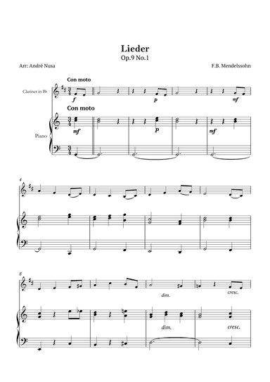 Lieder Op.9 No.1 (arr. André Nusa)
