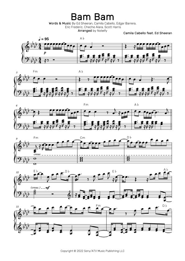 Bam Bam (arr. Noteify)