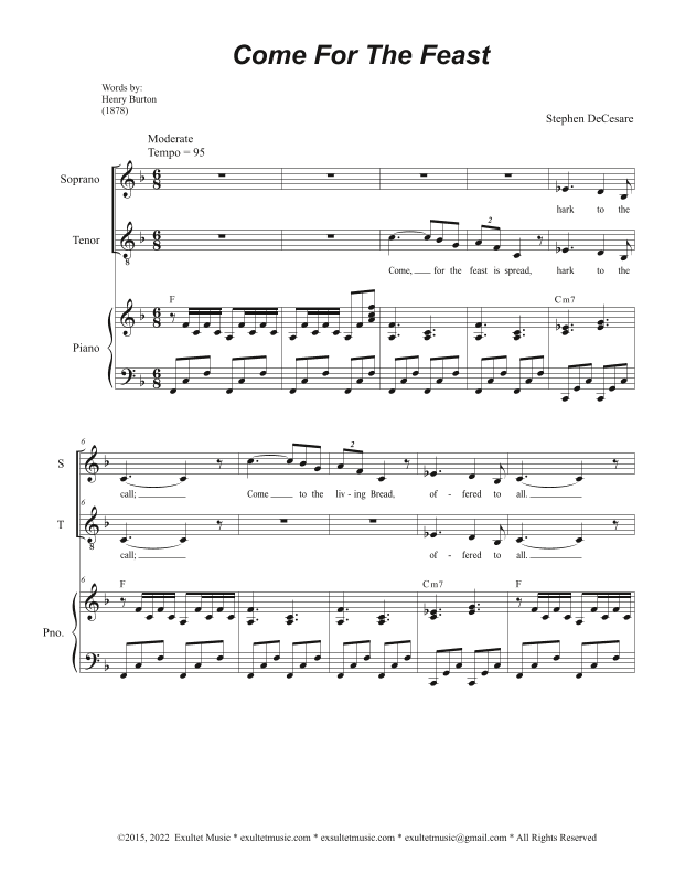 Come For The Feast (2-part choir - (Soprano and Tenor)