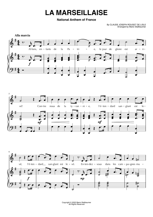 La Marseillaise (National Anthem of France) (arr. Mario Stallbaumer)