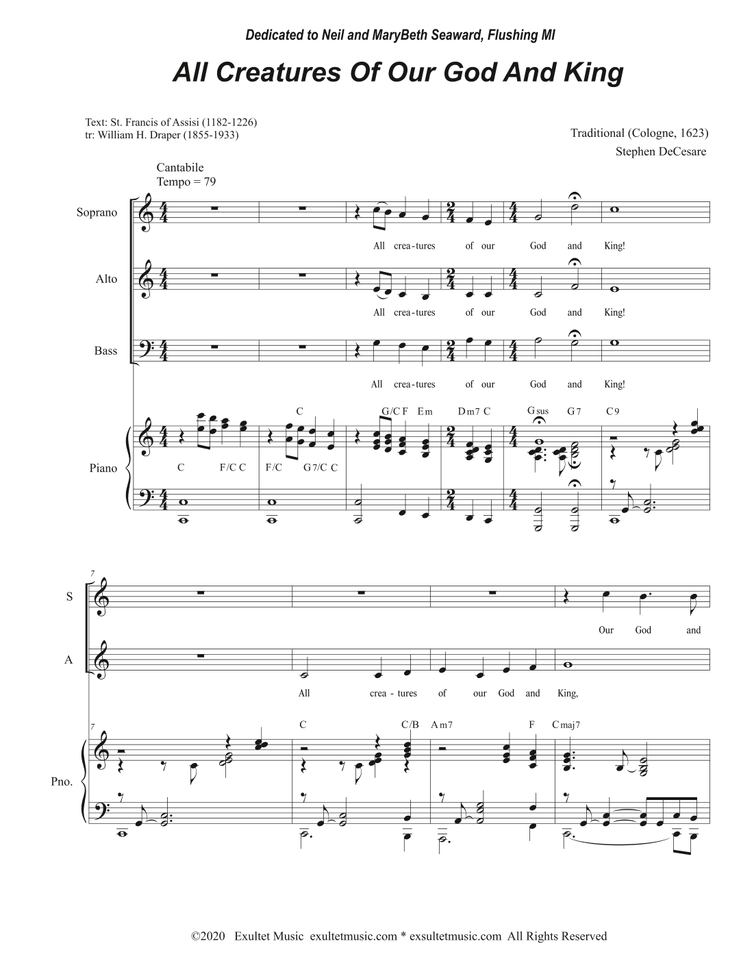 All Creatures Of Our God And King (Vocal Trio - (SAB) (arr. Stephen DeCesare)
